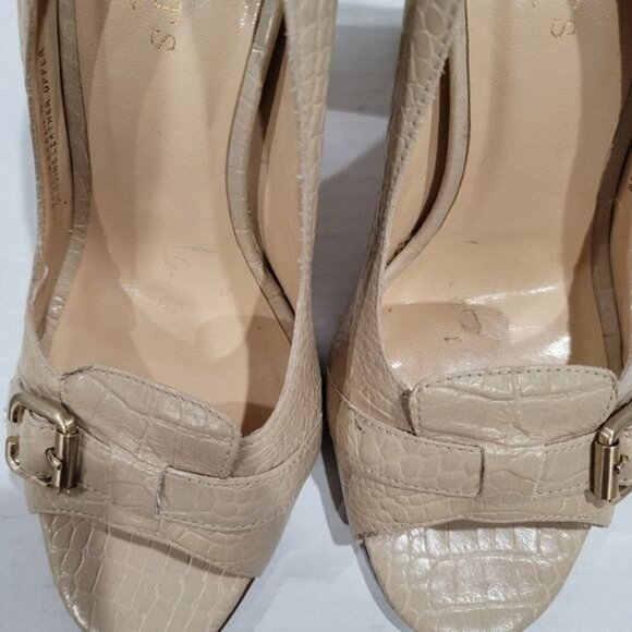 Talbots Croc Embossed Leather Pep Toe Heels Size 8.5 B - Picture 5 of 13